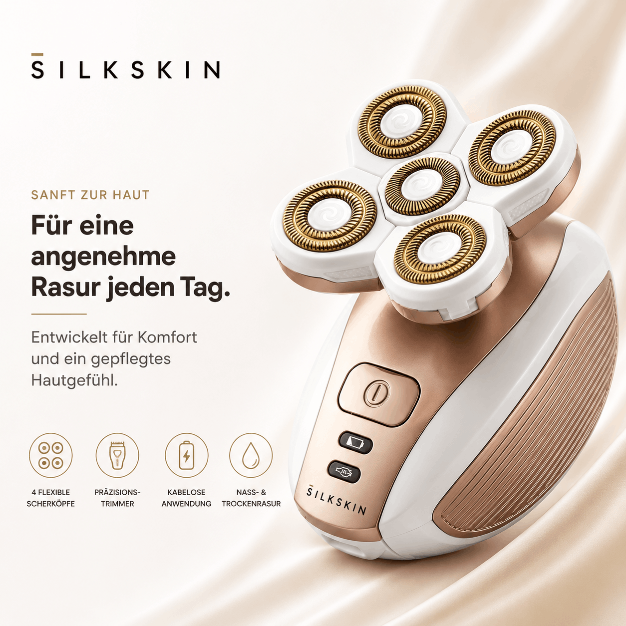 FlexGlide 4D Elektrischer 4D Rasierer mit flexiblen Scherköpfen