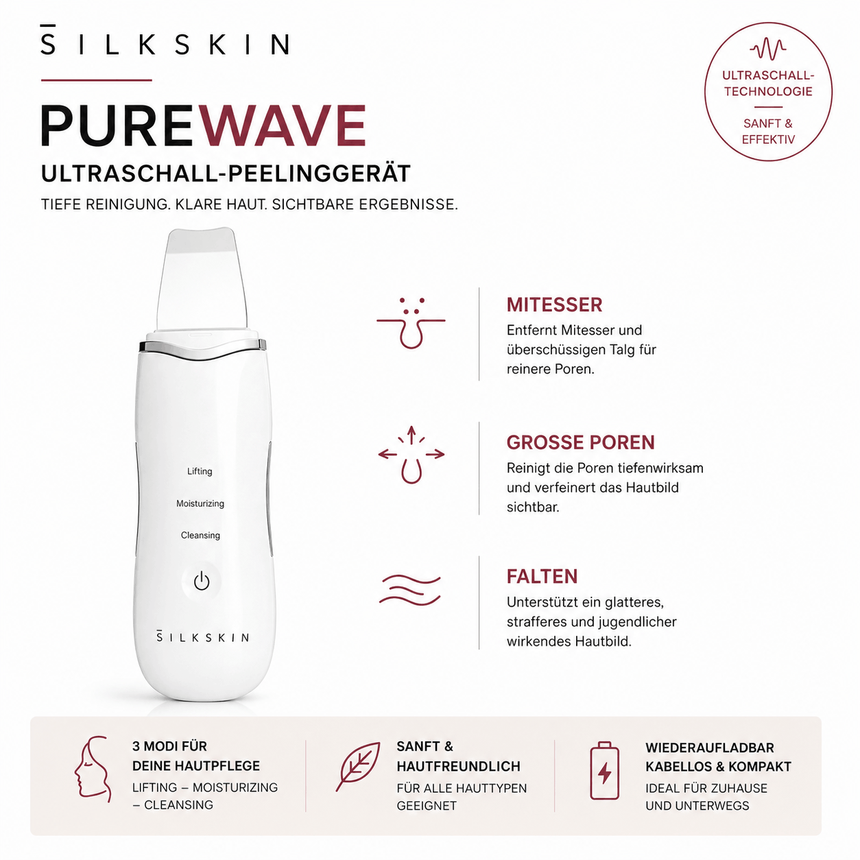 Ultraschall Peeling Gerät PureWave